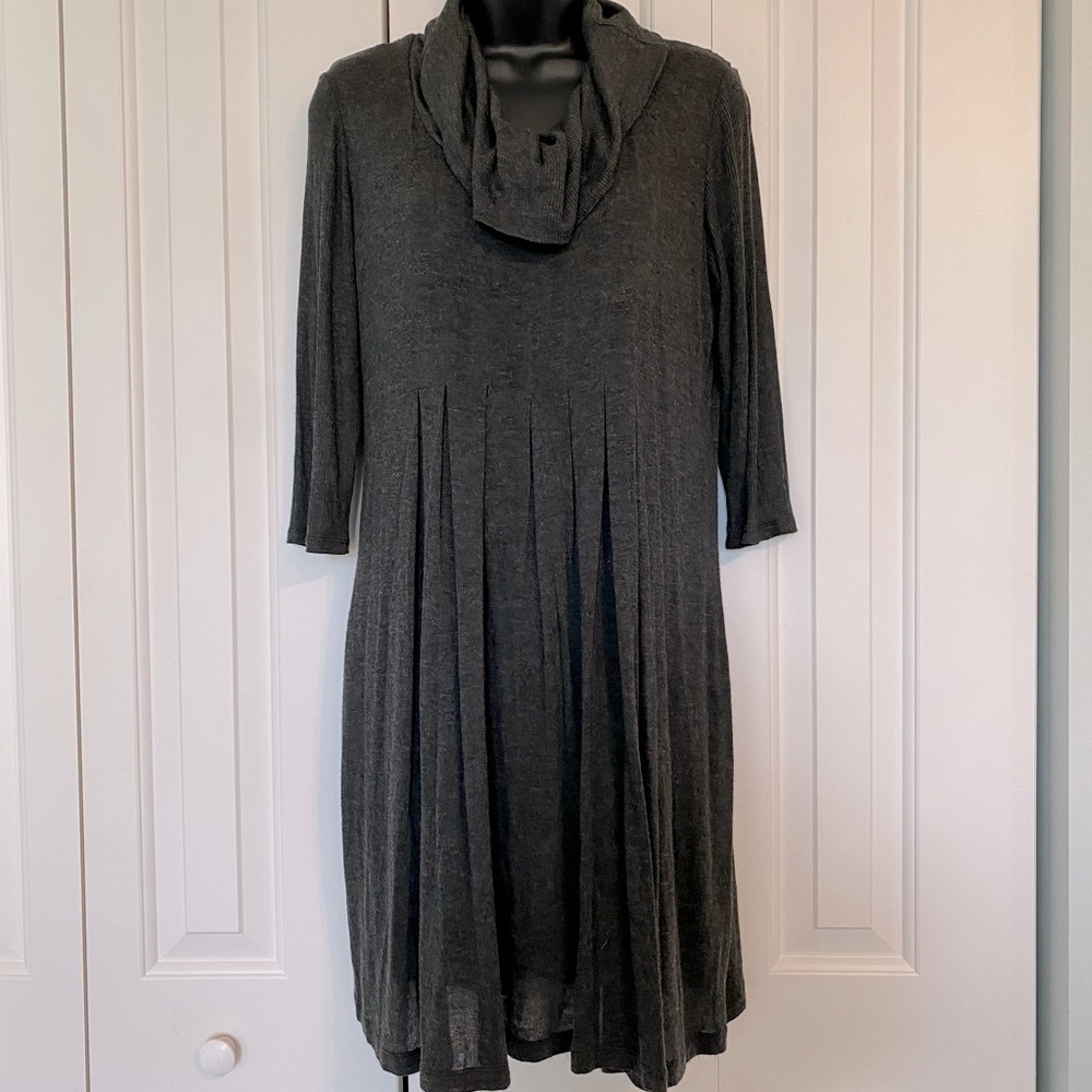 RB Collection Sweater Dress w/ Cowl Neck, Gray 10